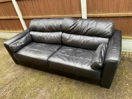 Photo of free Black 4 seater leather sofa (Stifford Clays RM16) #2
