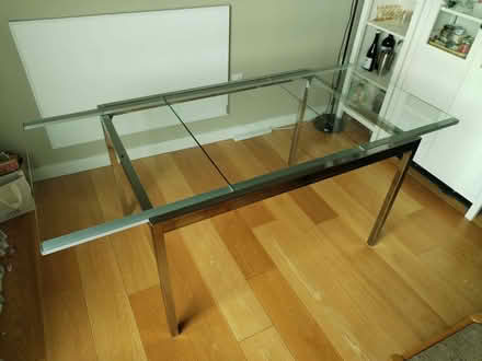 Photo of free IKEA GLIVARP dining table, glass and polished chrome, extend (Hoxton N1) #3