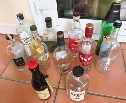 Photo of free 11 Empty Bottles - Gin, Whiskey Etc (North Baddesley SO52) #1
