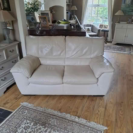 Photo of free Beige/ivory leather 2 seater sofa (Cheadle Hulme SK8) #1