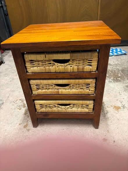 Photo of free Small side table with 3 wicker drawers (Morley Green SK9) #1