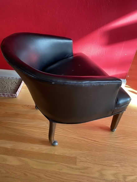 Photo of free Small leather & wood rolling chair (Near Highland Hospital) #1