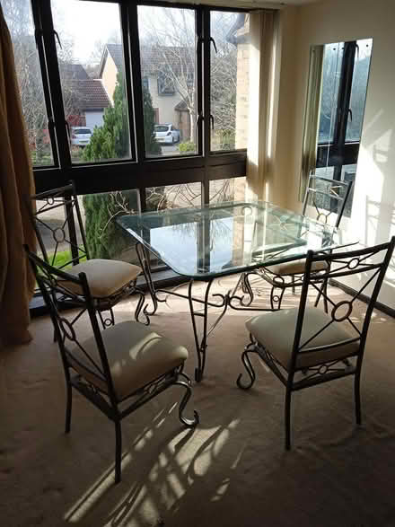 Photo of free Glass table and 4 chairs (Horley surrey) #1