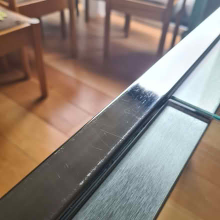 Photo of free IKEA GLIVARP dining table, glass and polished chrome, extend (Hoxton N1) #4