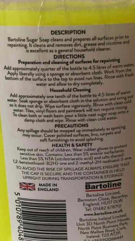 Photo of free Bartoline Concentrated Sugar Soap (Neasden NW10 near McDonald) #3