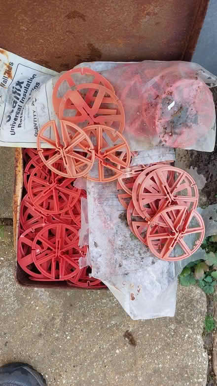 Photo of free Red tie pladtic insulation discs (dorset BH12) #1