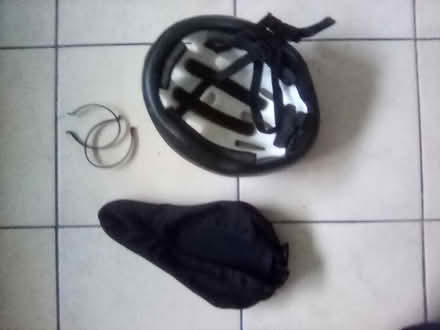Photo of free Bicycle helmet, padded seat cover and bike clips. (Oxon SY3) #2