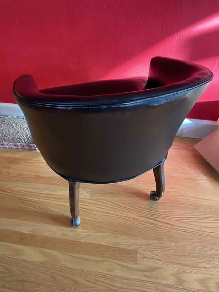 Photo of free Small leather & wood rolling chair (Near Highland Hospital) #4