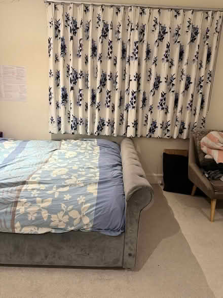 Photo of free Grey velvet king size bed Base and headboard (Camberley GU15) #2