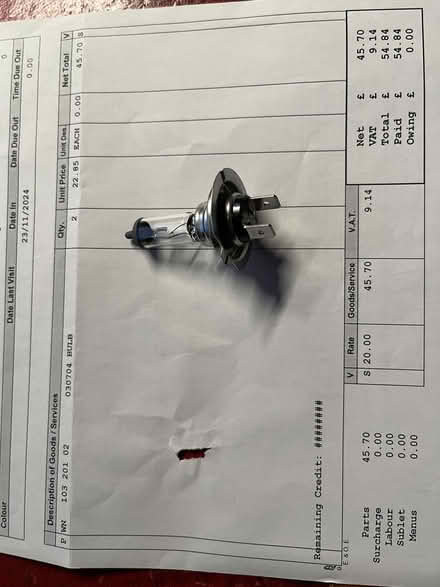 Photo of free Headlamp bulb for 2014 VW Passat (Chesterton OX26) #1