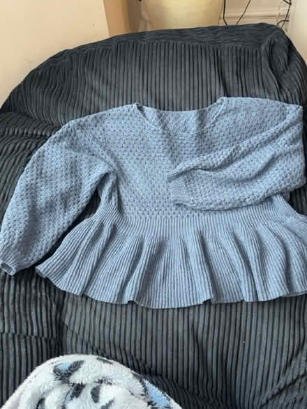Photo of free Ladies Blue and Tan peplum blouse (Levenshulme M19) #2
