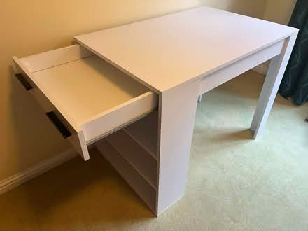 Photo of free White Desk with 1 draw and shelves (Adambrae, Livingston) #4