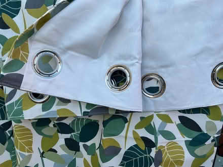 Photo of free Curtains Pair Green Teal Leaves 48 x 53 inches like new (BT10) #3