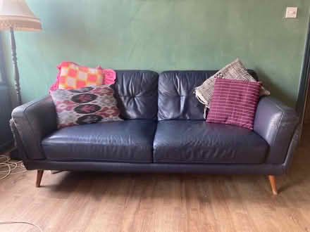 Photo of free blue leather sofa (Elmwood Court E10) #1