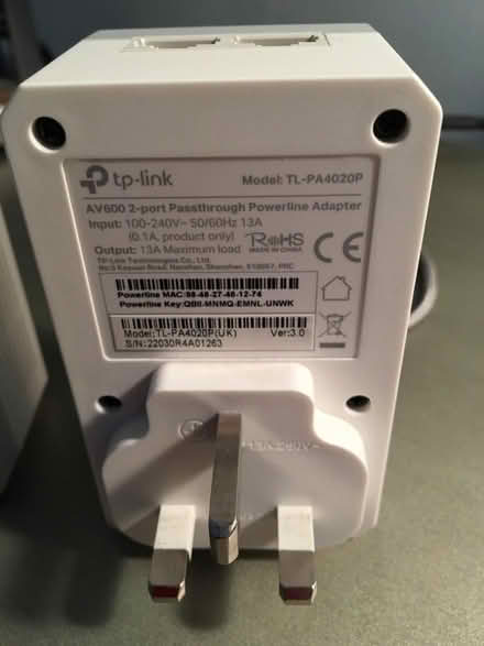 Photo of free Tp-link pass through power line adapter (New Marston OX3) #2