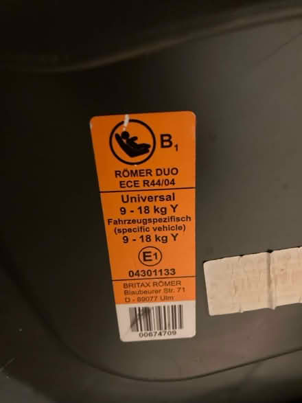 Photo of free Car seat (UB4 hayes) #3