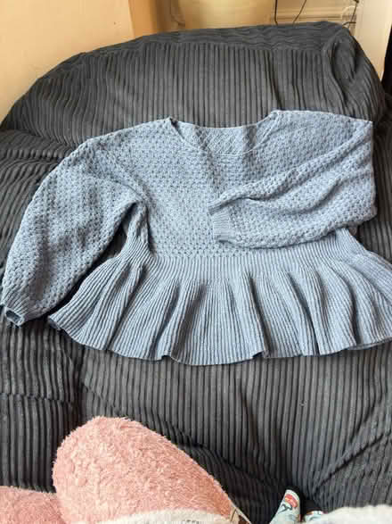 Photo of free Ladies Blue and Tan peplum blouse (Levenshulme M19) #3
