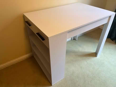Photo of free White Desk with 1 draw and shelves (Adambrae, Livingston) #3