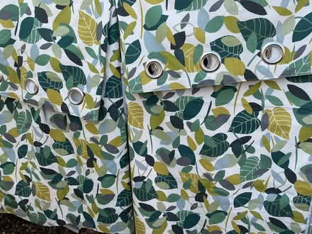 Photo of free Curtains Pair Green Teal Leaves 48 x 53 inches like new (BT10) #2