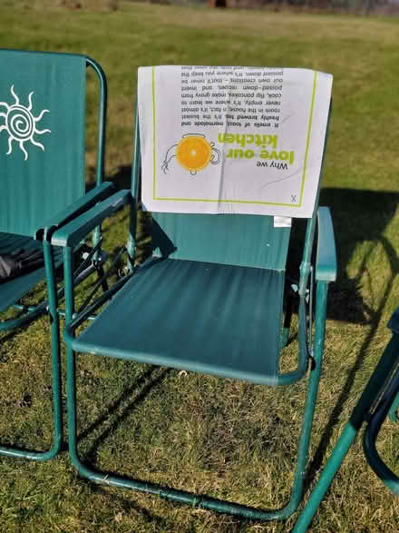 Photo of free Garden Chairs, set of five foldable metal frame with fabric (Merton Park SM4) #4