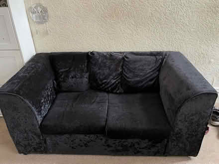 Photo of free Black velvet sofa (Bradford) #2