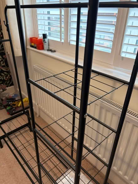 Photo of free Black clothes rail with hooks and shelves (Wokingham RG40) #2