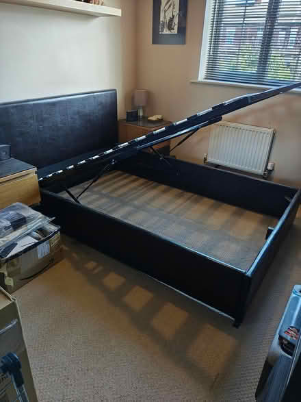 Photo of free 4ft Ottoman Bed Frame Black/Brown (M18 8GZ) #2