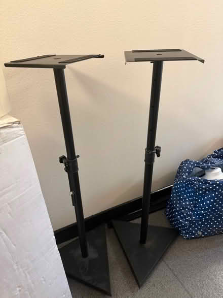 Photo of free Two black metal speaker stands (Stretford) #1