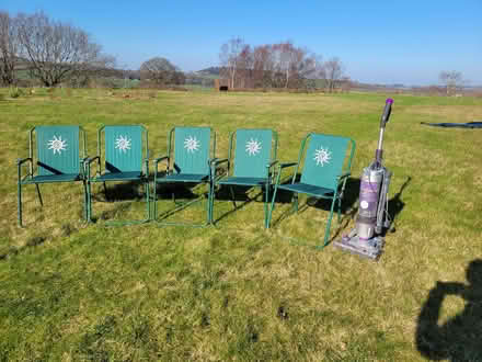 Photo of free Garden Chairs, set of five foldable metal frame with fabric (Merton Park SM4) #1