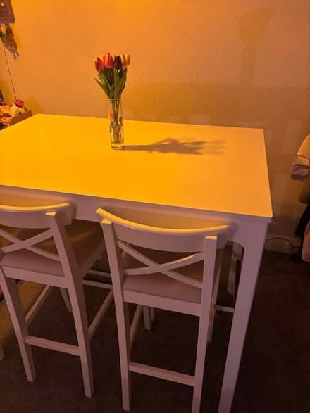 Photo of free High white table and 4 chairs (Highfield SO17) #2
