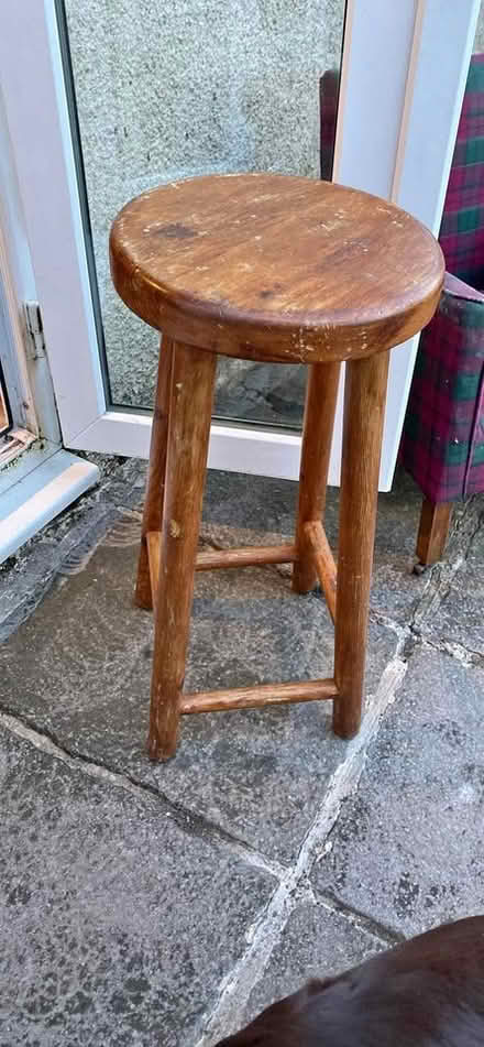 Photo of 2x Round Wooden Bar Stools (Cwmbran) #1