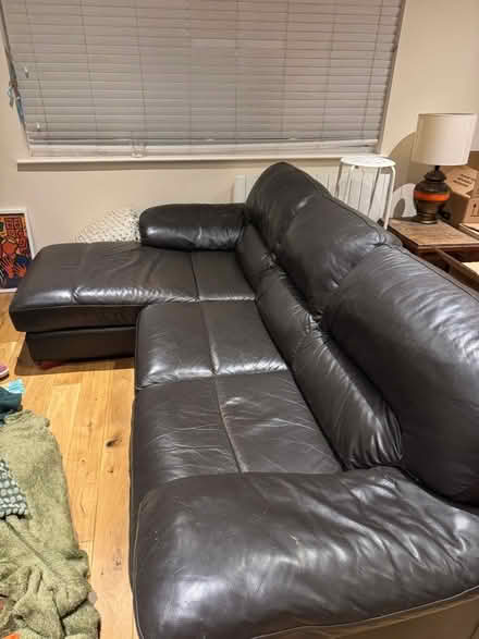 Photo of free Brown leather sofa (Witney OX28) #1