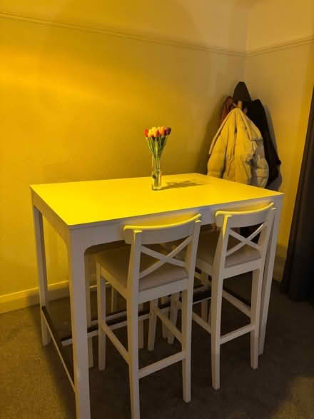 Photo of free High white table and 4 chairs (Highfield SO17) #1
