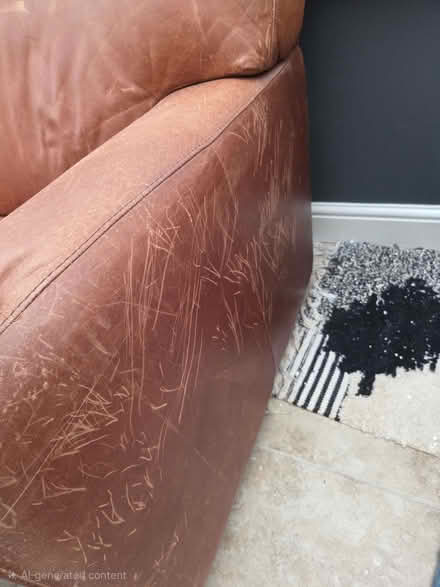 Photo of free Brown Leather sofa and pouffe (Newcastle-under-Lyme ST7) #3