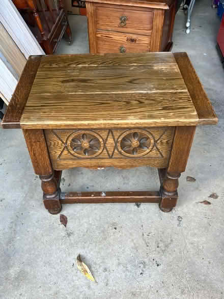 Photo of free Small oak table with storage (Seaford BN25) #1