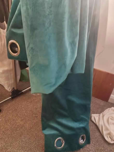 Photo of free Pair of Dunelm velvet touch curtains in Teal (South Oxhey WD19) #2
