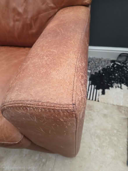 Photo of free Brown Leather sofa and pouffe (Newcastle-under-Lyme ST7) #2