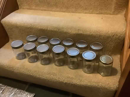 Photo of free 12 Glass Jars With Lids + 1 Small Hexagonal Jar (Upper Denby HD8) #1