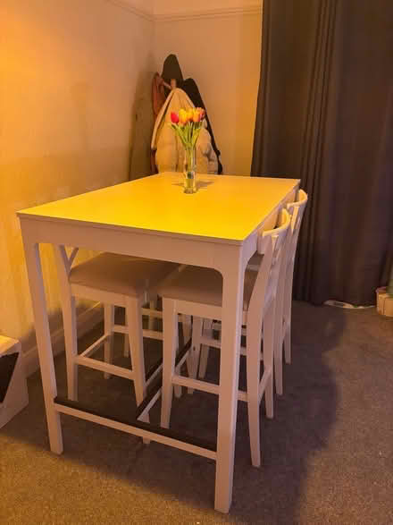 Photo of free High white table and 4 chairs (Highfield SO17) #3