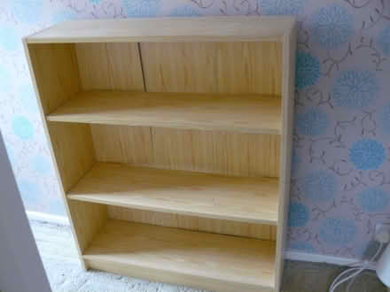 Photo of free Light pine wood effect bookcase W:35" H:43" D:11" (Kempsey WR5) #1