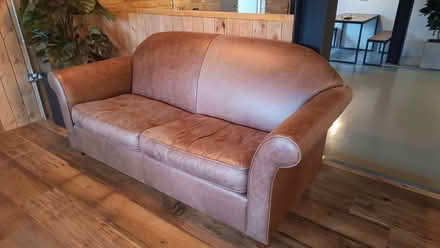 Photo of free Brown leather sofa - LIMITED COLLECTION TIMES (Watchfield SN6) #1