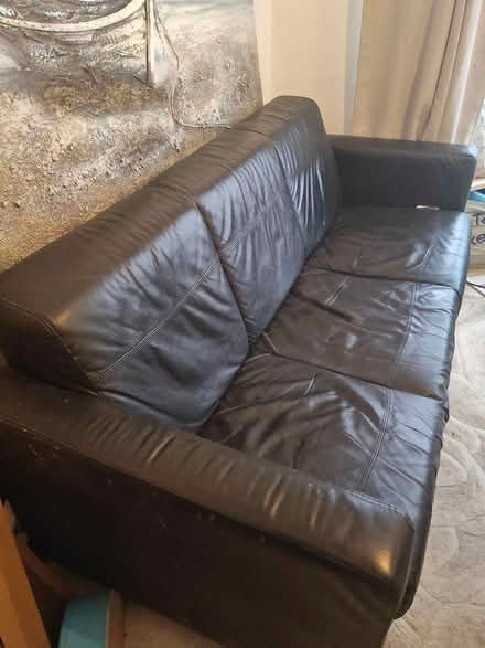 Photo of free Leather sofa, black Italian leather (Shooters hill) #1
