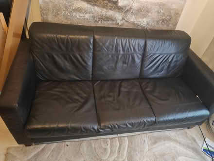 Photo of free Leather sofa, black Italian leather (Shooters hill) #2