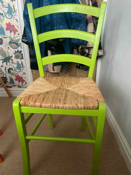 Photo of free 3 wooden/wicker chairs (one with crack to seat back) (Cookridge LS16) #1