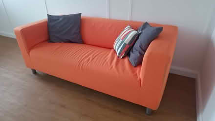 Photo of free Ikea KLIPPAN sofa, orange cover, LIMITED COLLECTION TIMES (Watchfield SN6) #1