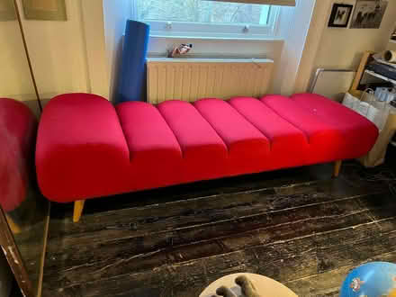 Photo of free red upholstered sofa (Somers Town NW1) #1