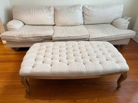 Photo of free Linen couch and footstool (Wheelers hill) #1
