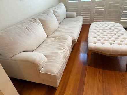 Photo of free Linen couch and footstool (Wheelers hill) #2