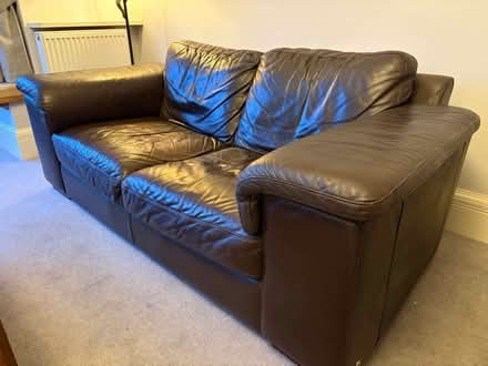 Photo of free B&S 3 Seater Brown Leather Sofa (Roundhay, LS8) #1