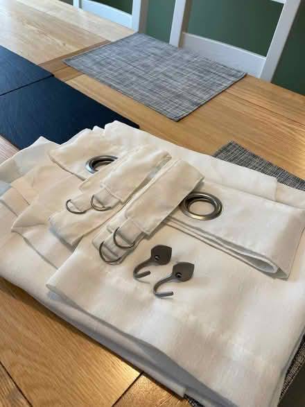 Photo of free Pair of curtains, tie-backs, curtain pole and tie-back hooks (Shrub End CO2) #1